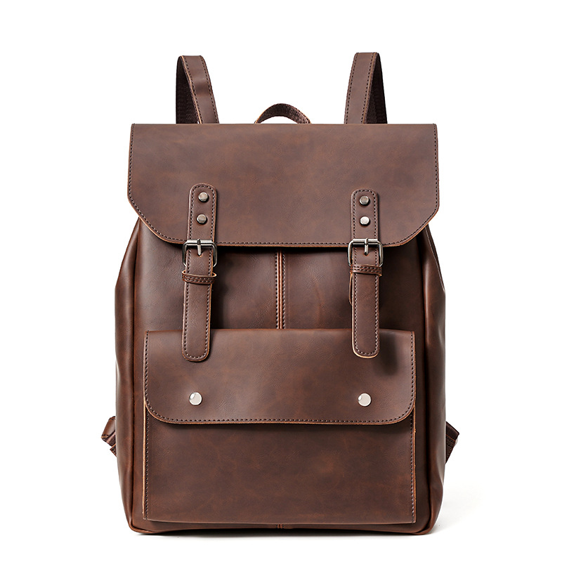 Leather Work Rucksack Mens - GOYN 빈티지 남성용 가죽 배낭 Bookbag