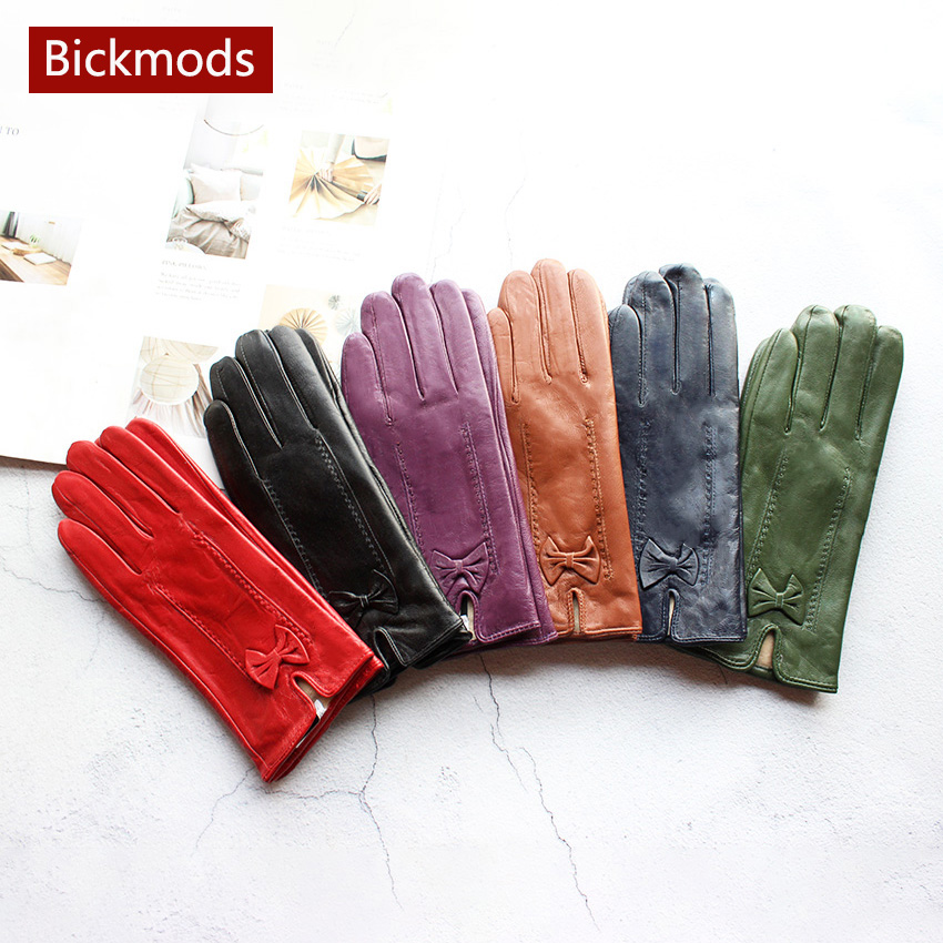 Leather Work Winter Gloves - 여성용 따뜻한 컬러 가죽 장갑, 새로운