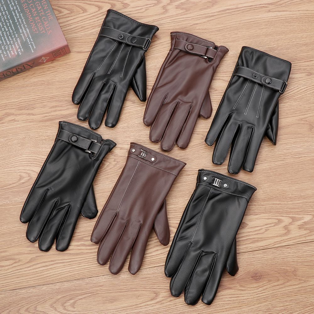 Leather Work Winter Gloves - 남성용 양털 열 가죽 장갑, 따뜻한
