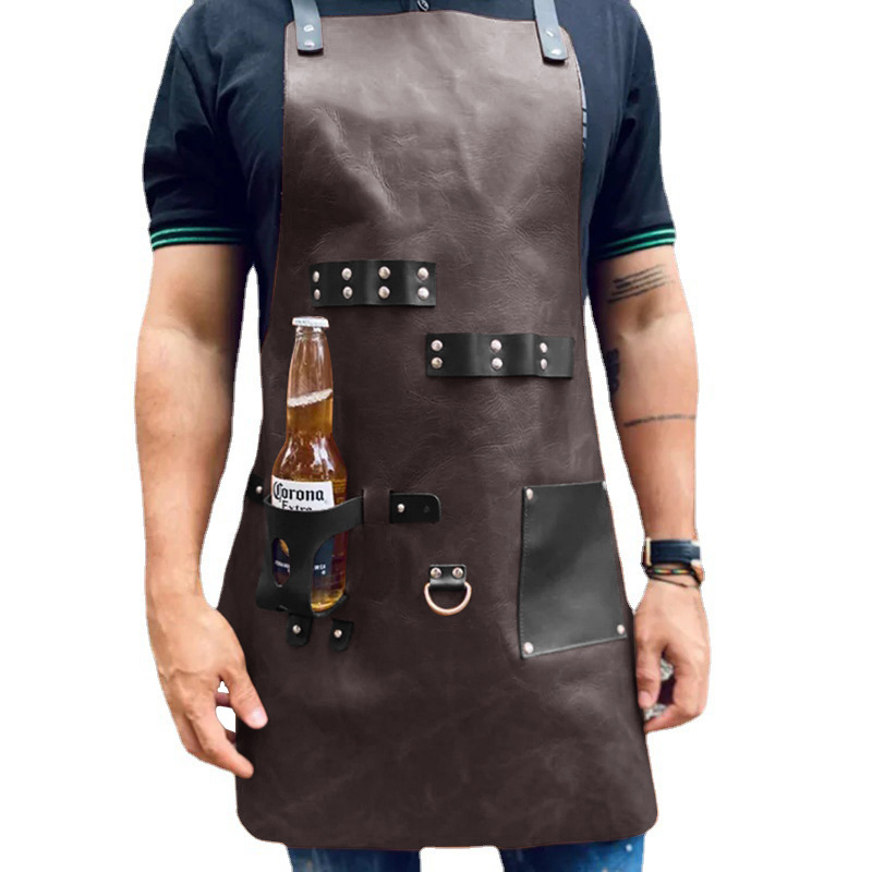 Leatherwork Apron - 야외용 PU 가죽 앞치마 야외 바베큐
