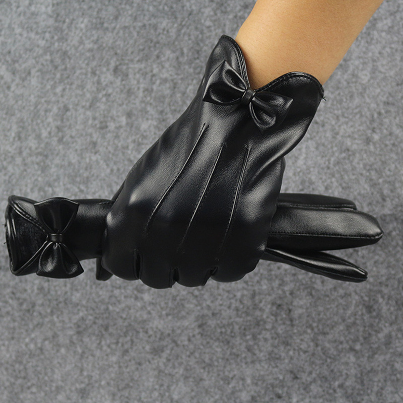 Leather Work Winter Gloves - 고품질 가죽 여성 패션 따뜻한 블랙