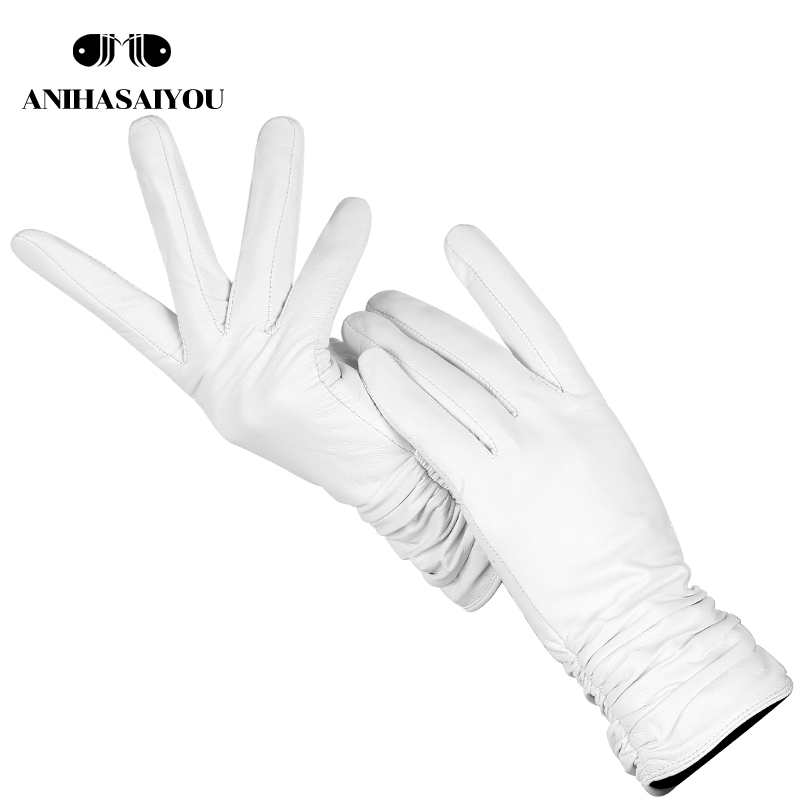 Leather Work Winter Gloves - 패션 컴포트 화이트 장갑 고급 양가죽