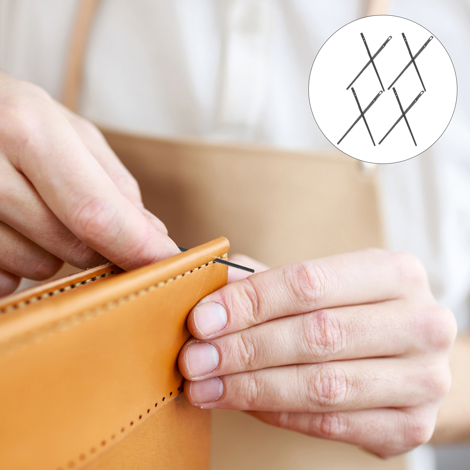 Leatherwork Hand Sewing Needles - 8개입 레이싱 니들 세트, 고강도 이중
