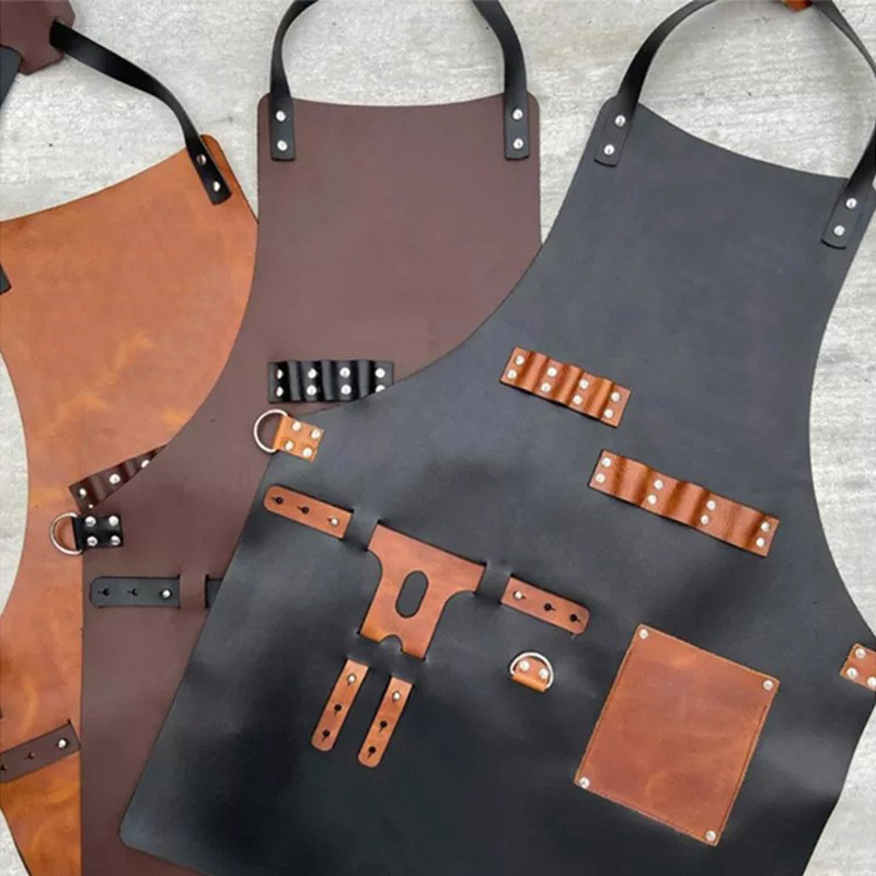 Leatherwork Apron - 야외 PU 가죽 앞치마 야외 바베큐