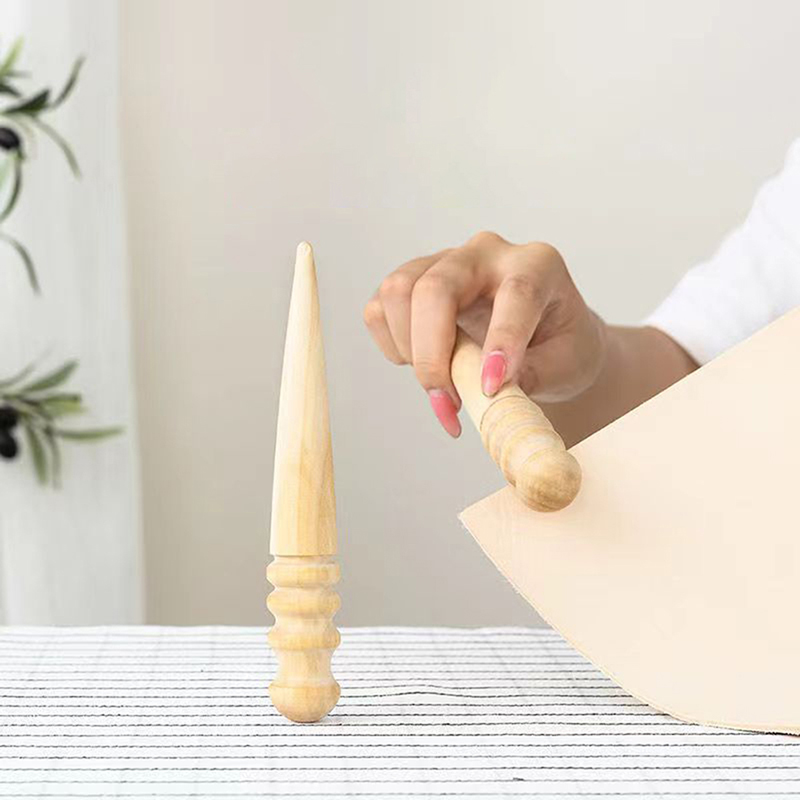 Leatherwork Craft - 1PC 목재 가죽 솔리드 원목 라운드