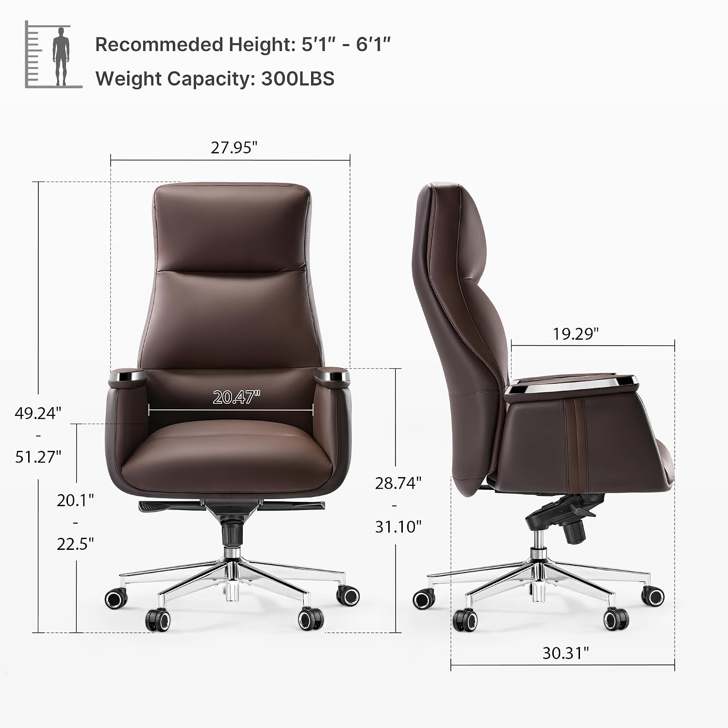 Upholstery Leather Work - 하이백 임원용 사무실 의자, 인체공학적 가죽