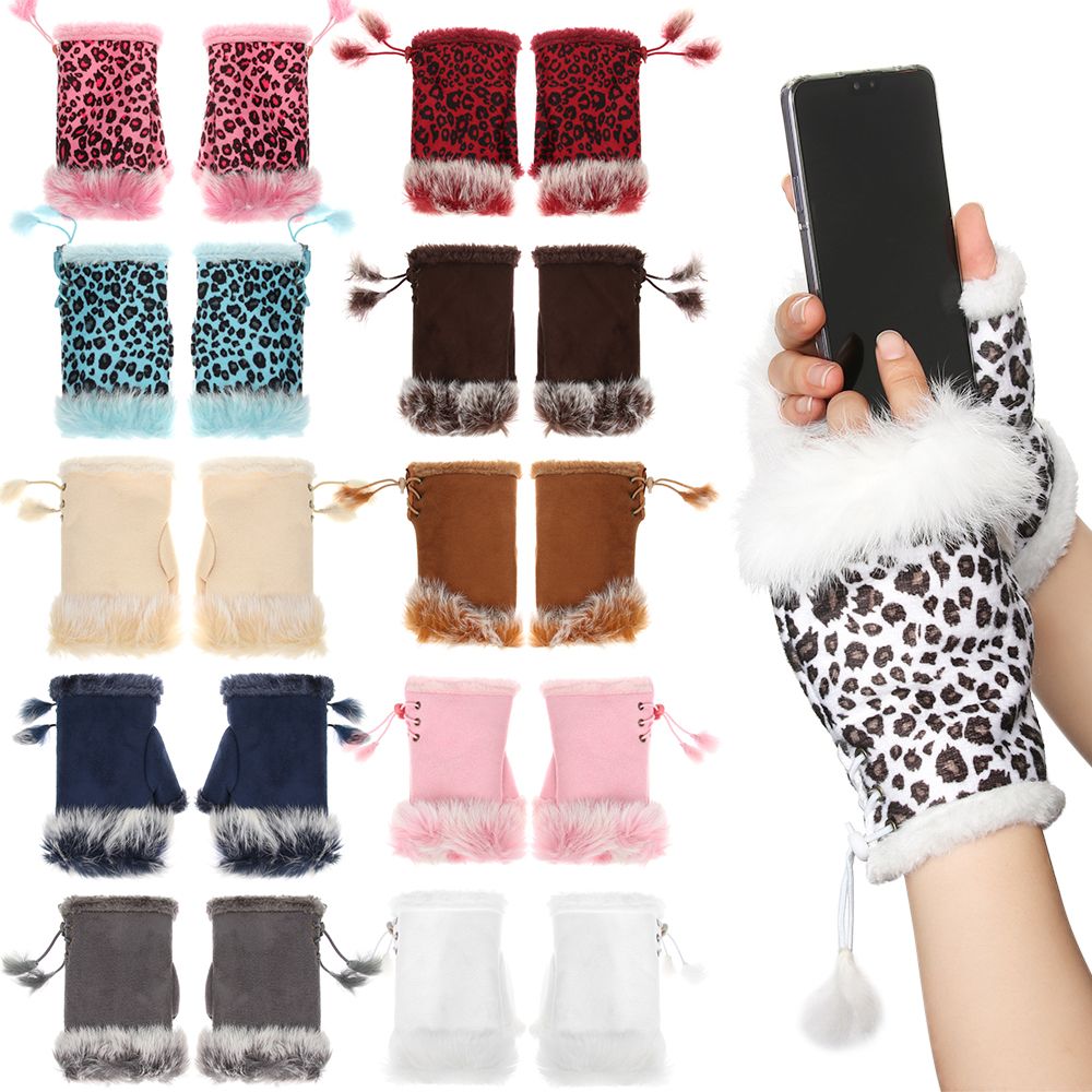 여성용 인조 토끼 털 장갑, 스웨이드 가죽, 손가락없는 - Leather Work Winter Gloves 리뷰 및 가격
