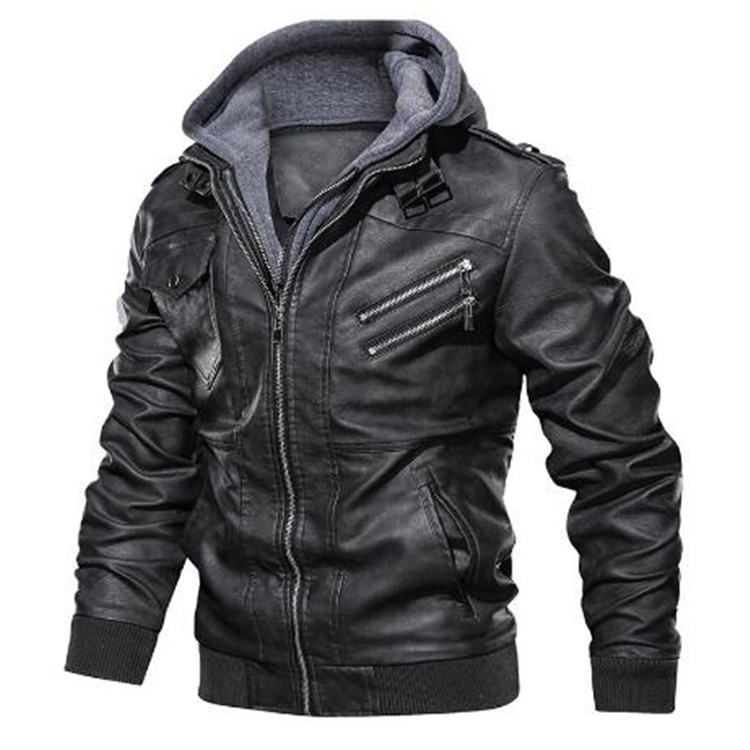 남성 후드 코트 PU 재킷 지퍼 슬림핏 코트 지퍼 작업 - Leather Work Jacket With Hood 리뷰 및 가격
