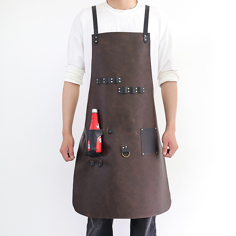 야외용 PU 가죽 앞치마 야외 바베큐 맥주병 커버 다기 - Leatherwork Apron 리뷰 및 가격