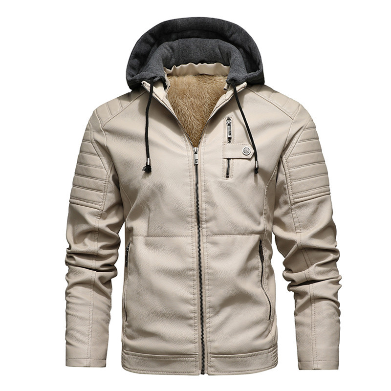 남성 후드 코트 두꺼운 따뜻한 Pu 재킷 지퍼 슬림 피 - Leather Work Jacket With Hood 리뷰 및 가격