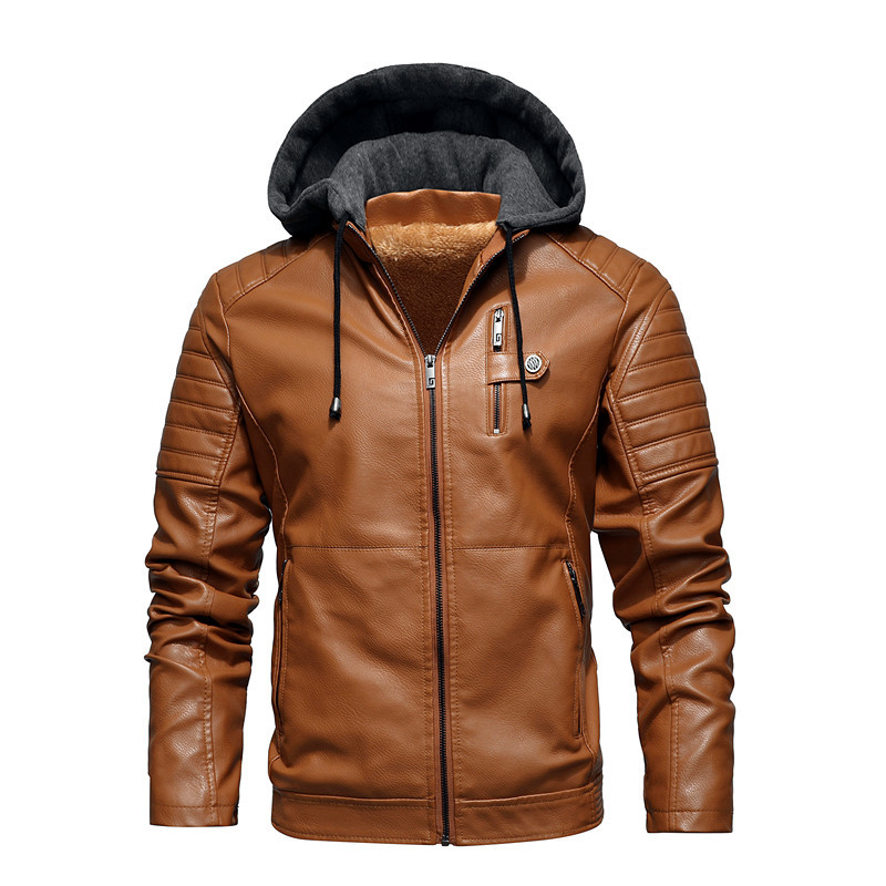남성 후드 코트 두꺼운 따뜻한 Pu 재킷 지퍼 슬림 피 - Leather Work Jacket With Hood 리뷰 및 가격
