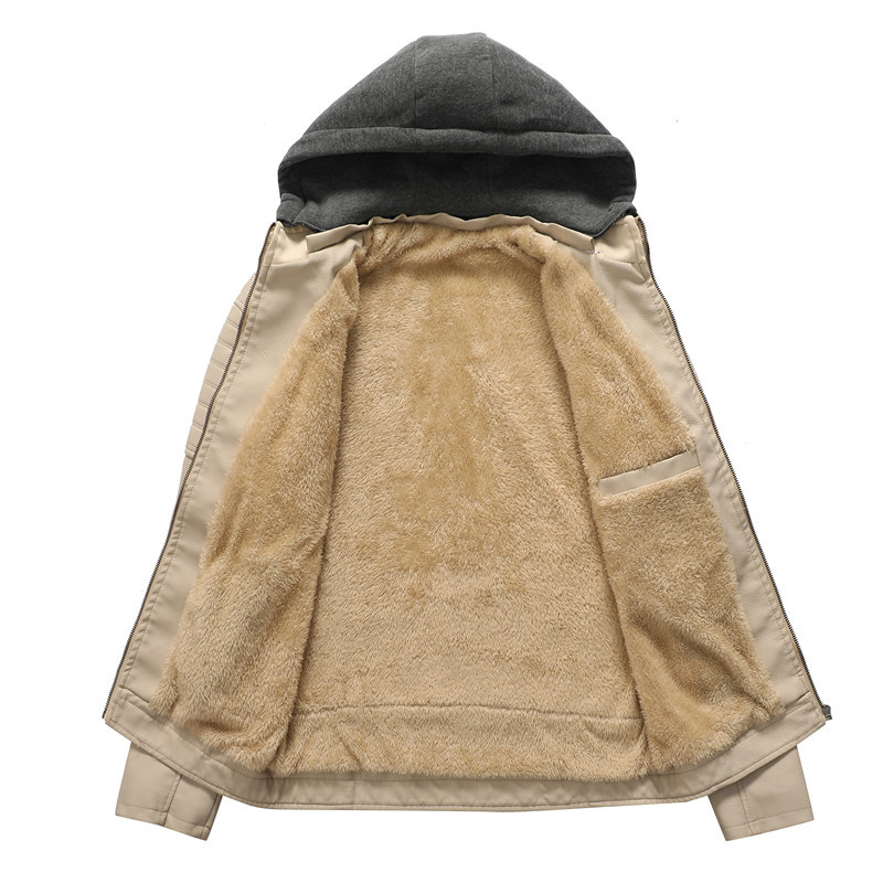 남성 후드 코트 두꺼운 따뜻한 Pu 재킷 지퍼 슬림 피 - Leather Work Jacket With Hood 리뷰 및 가격