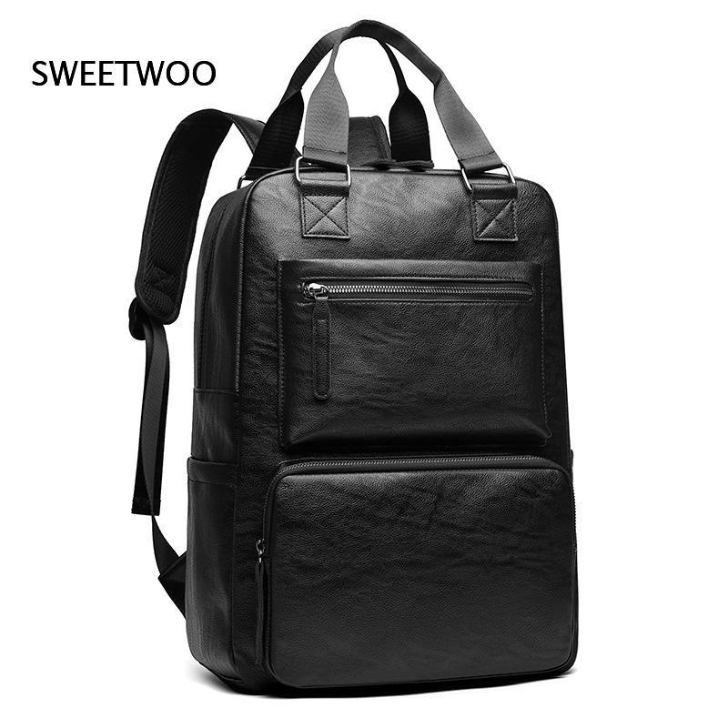 남성용 인조 가죽 노트북 백팩, 듀얼 탑 핸들, 다중  - Leather Work Rucksack Mens 리뷰 및 가격