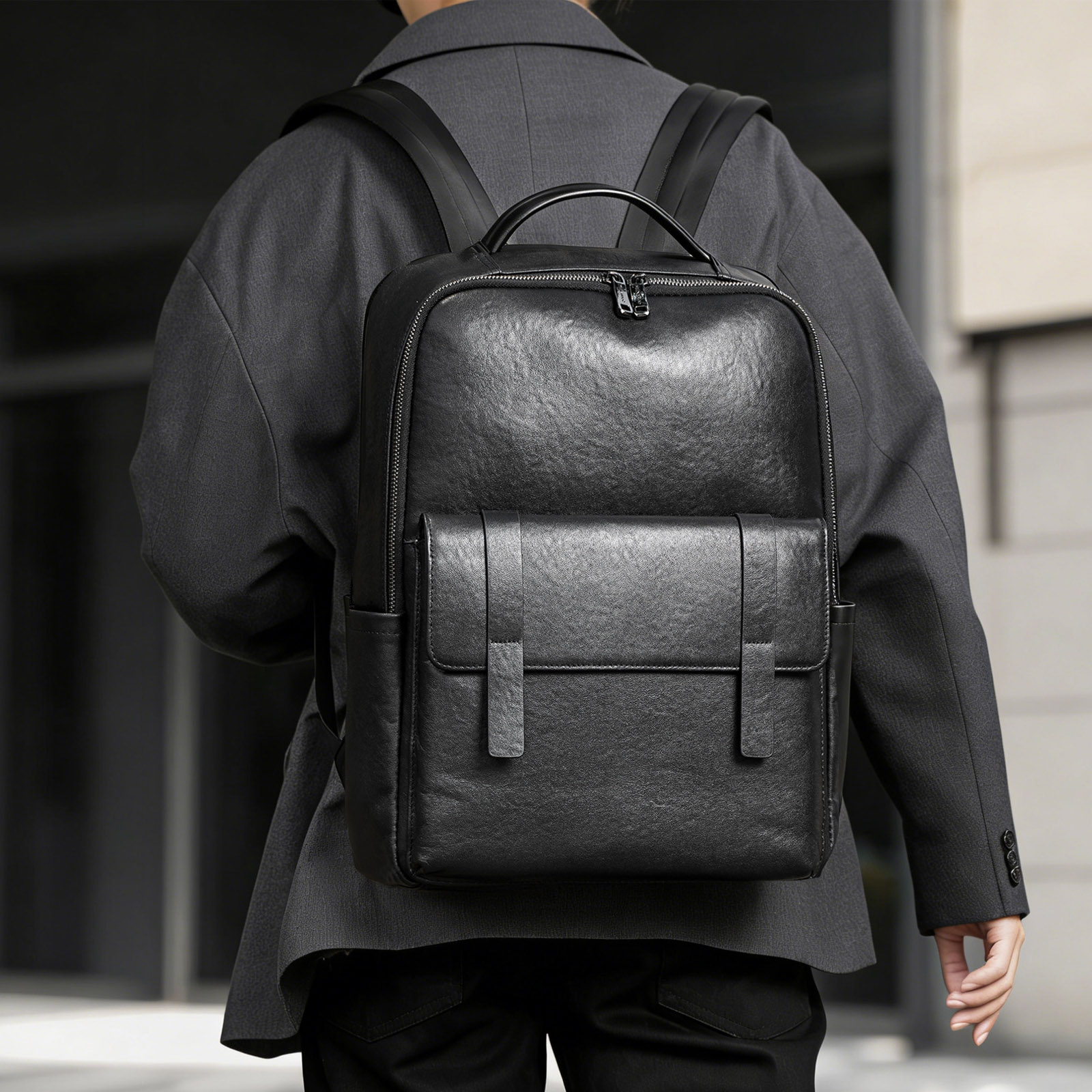 14인치 노트북 플랩 커버가 있는 남성용 세련된 정품  - Leather Work Rucksack Mens 리뷰 및 가격
