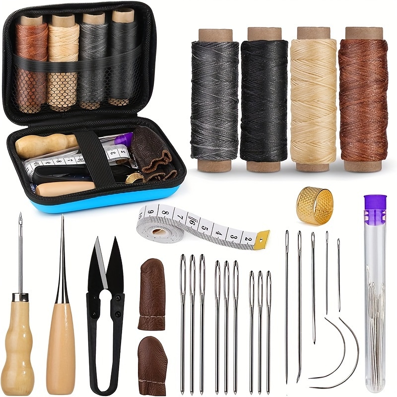 가죽 재봉 키트, 대형 바늘과 왁스 처리된 실이 포함된 - Upholstery Leather Work 리뷰 및 가격