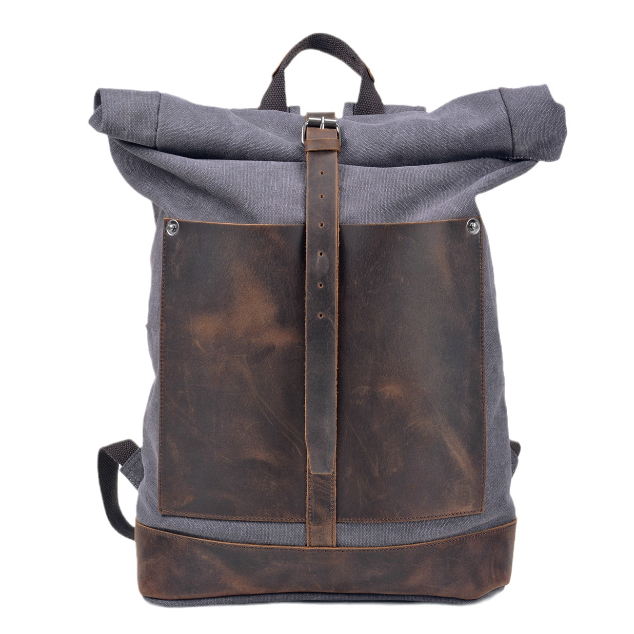 남성용 왁스 캔버스 롤탑 배낭, 천연 가죽 디테일, 업 - Leather Work Rucksack Mens 리뷰 및 가격