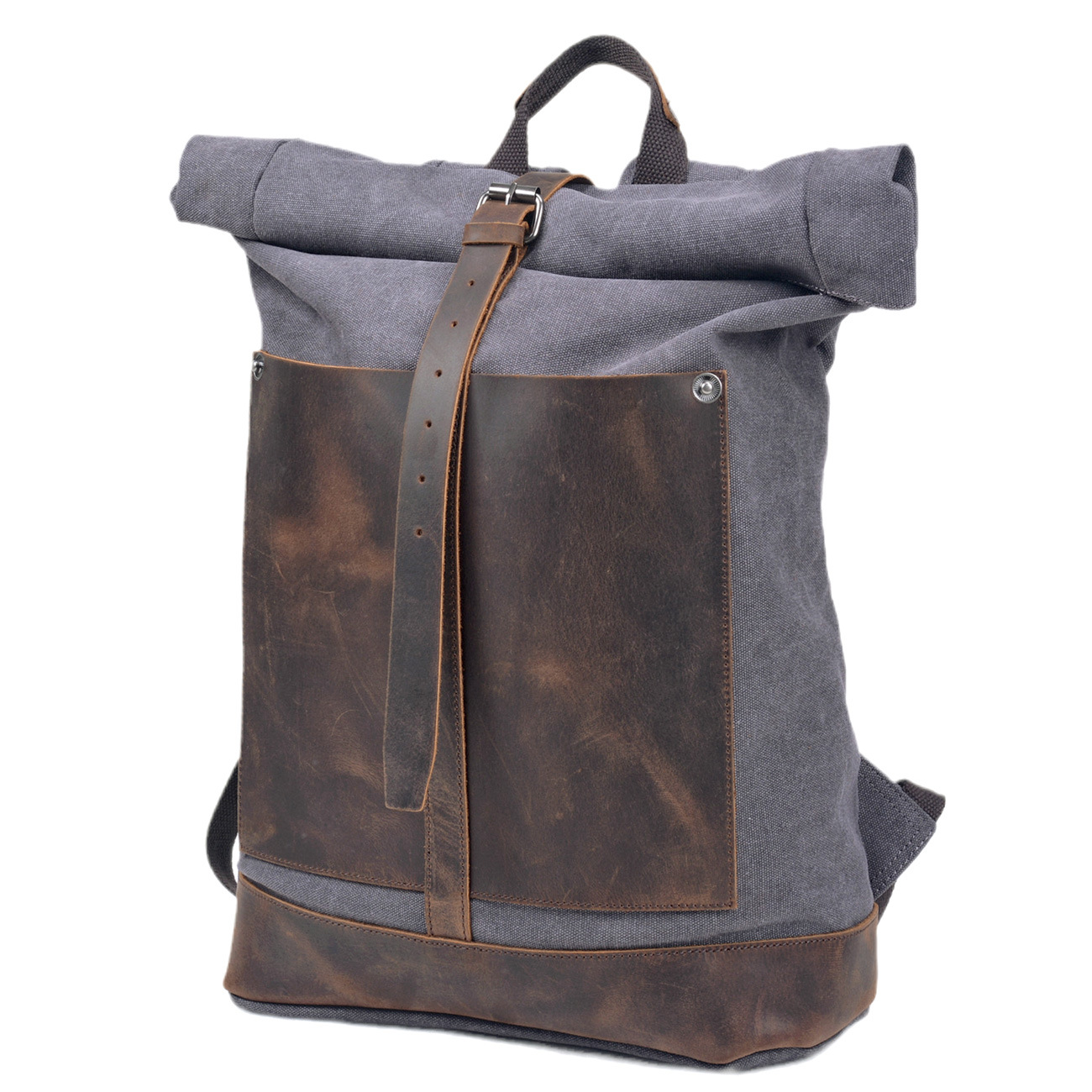 남성용 왁스 캔버스 롤탑 배낭, 천연 가죽 디테일, 업 - Leather Work Rucksack Mens 리뷰 및 가격