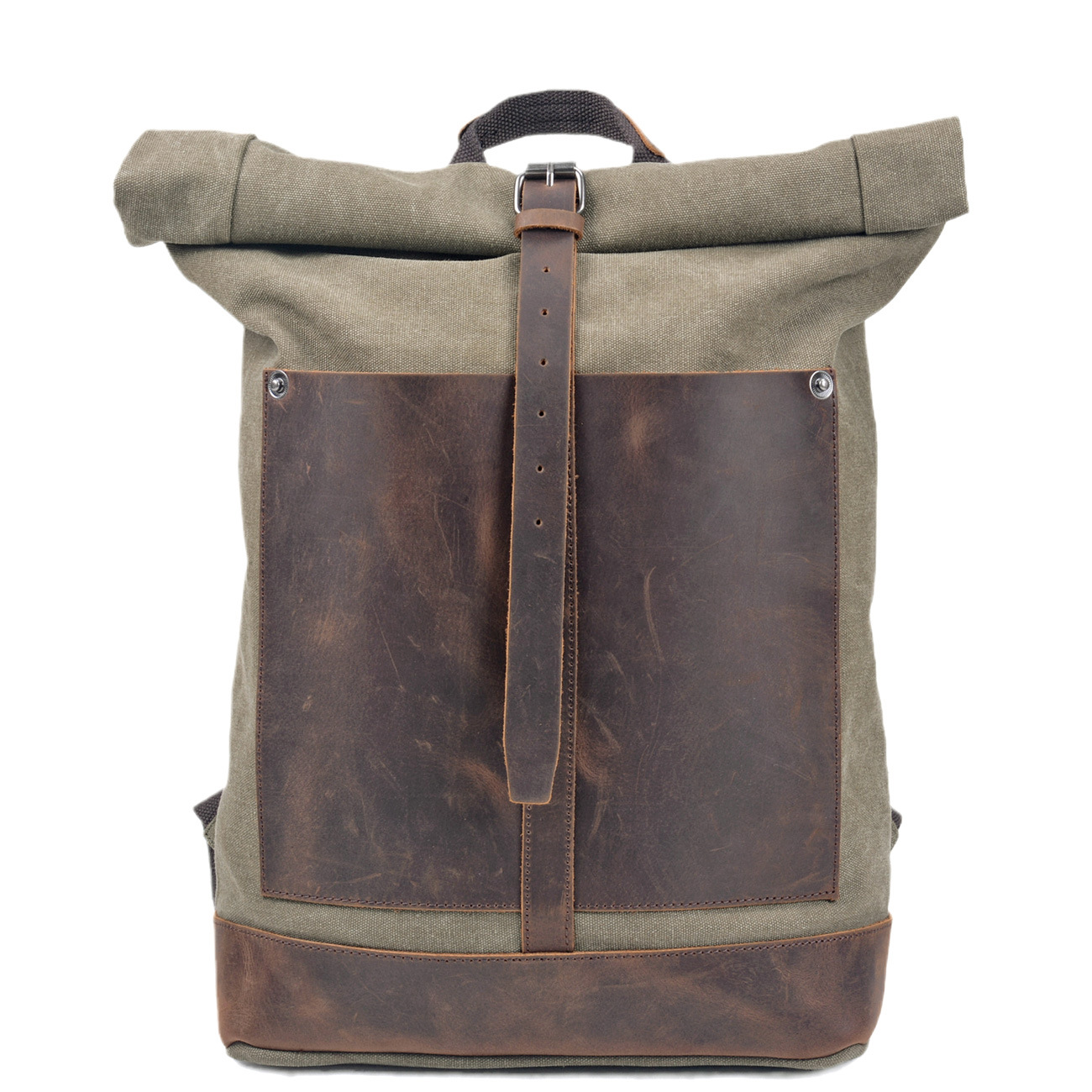 남성용 왁스 캔버스 롤탑 배낭, 천연 가죽 디테일, 업 - Leather Work Rucksack Mens 리뷰 및 가격