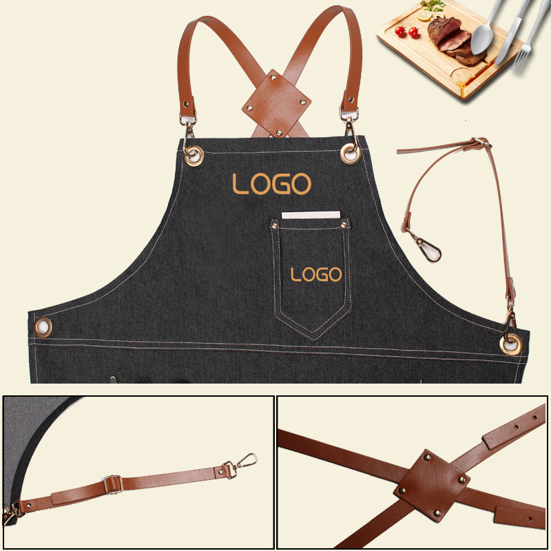 플로럴 PU 가죽 스트랩 데님 작업 앞치마 (바리스타, - Leatherwork Apron 리뷰 및 가격