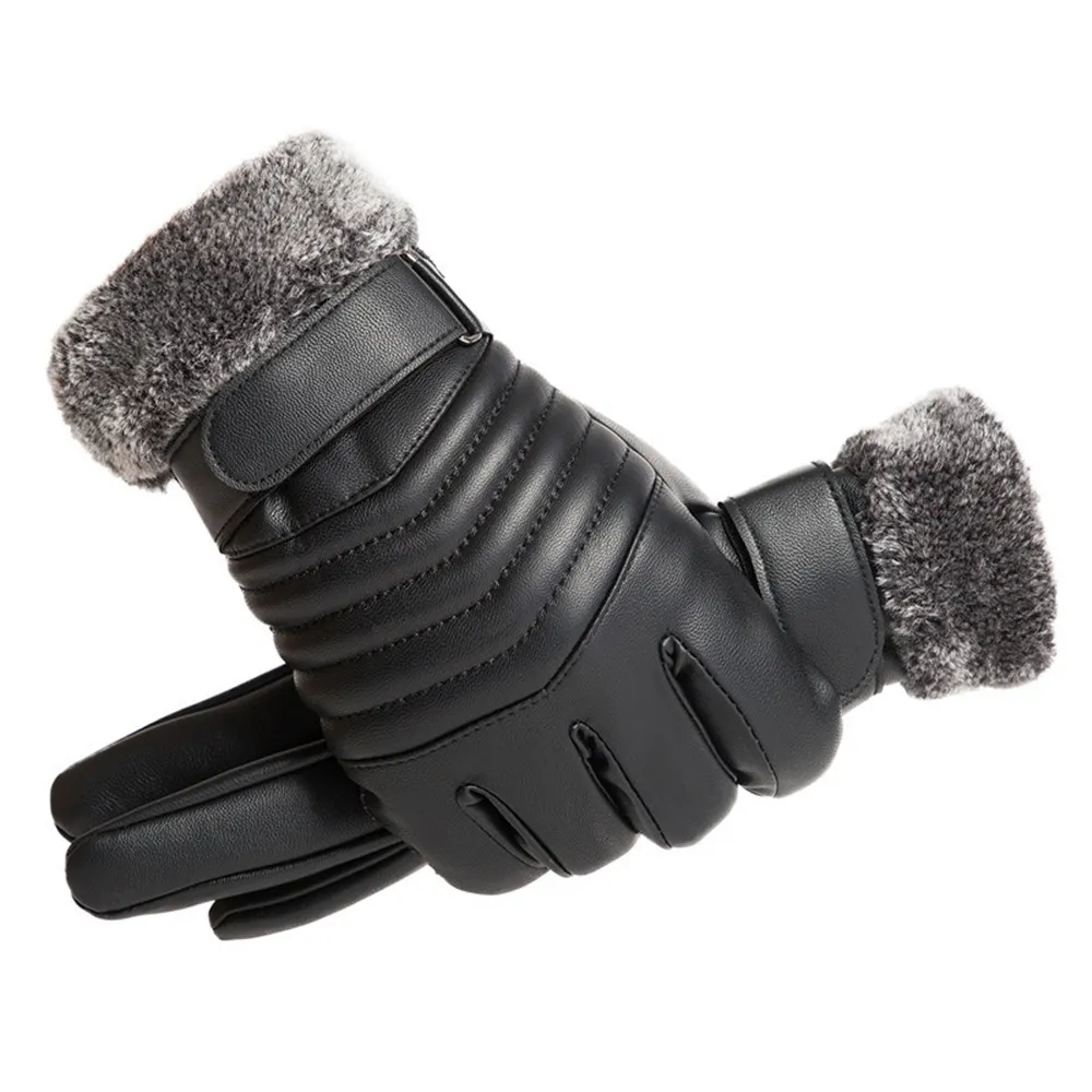 남성용 모피 입 봉제 절연 장갑, 야외 사이클링 오토바 - Leather Work Winter Gloves 리뷰 및 가격
