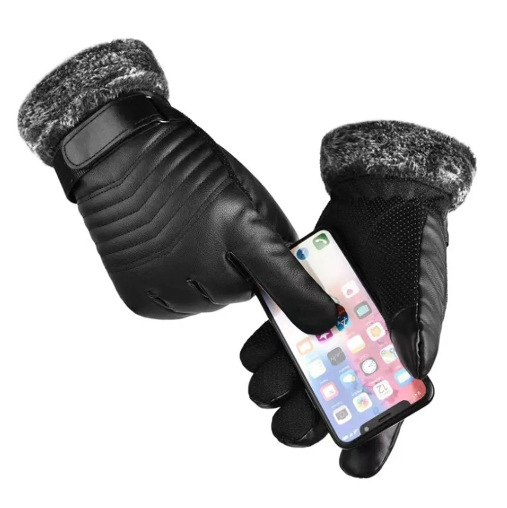 남성용 모피 입 봉제 절연 장갑, 야외 사이클링 오토바 - Leather Work Winter Gloves 리뷰 및 가격